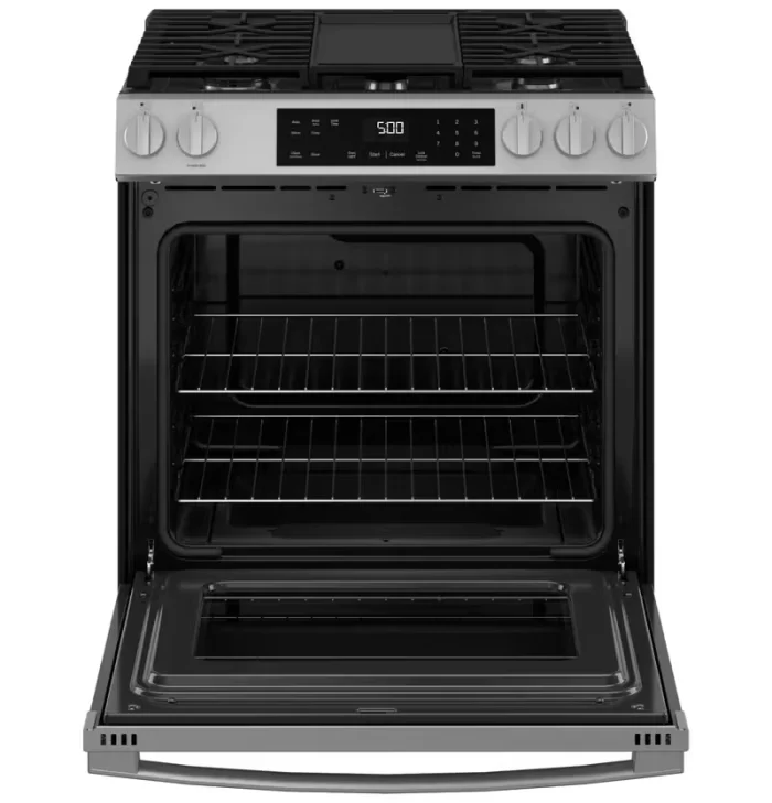 GE® 30" Slide-In Front-Control Gas Range with Crisp Mode - Image 3