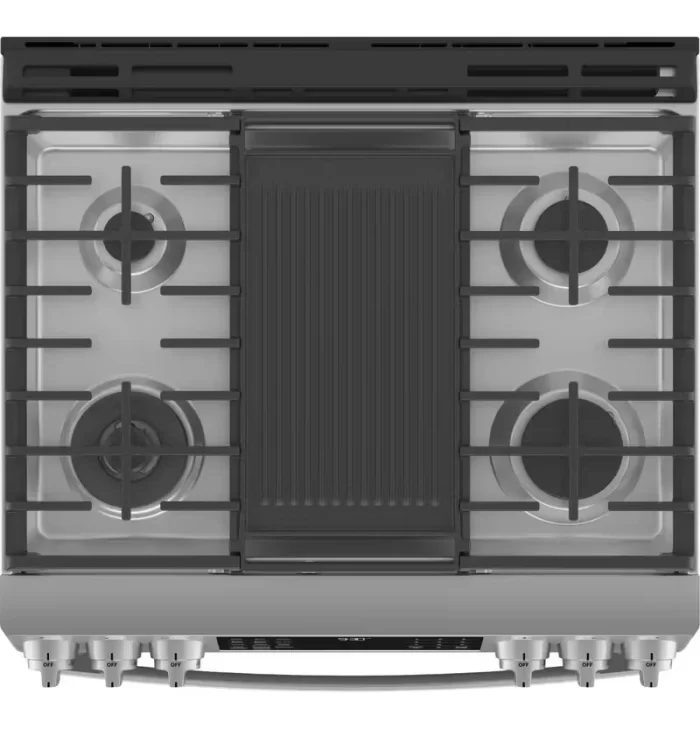 GE Profile™ 30" Smart Slide-In Front-Control Gas Fingerprint Resistant Range with No Preheat Air Fry - Image 3