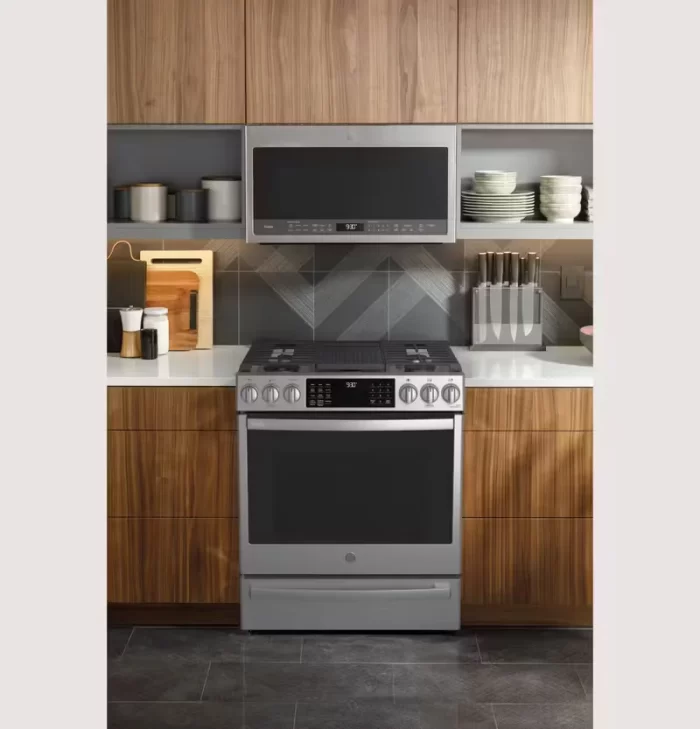 GE Profile™ 30" Smart Slide-In Front-Control Gas Fingerprint Resistant Range with No Preheat Air Fry - Image 6