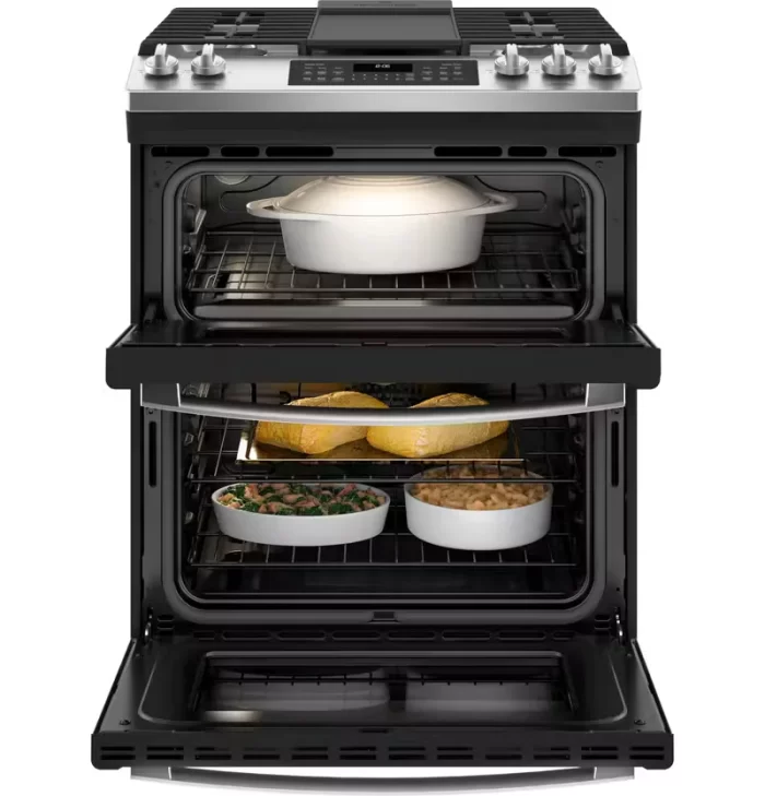 GE® 30" Slide-In Front Control Gas Double Oven Range - Image 7