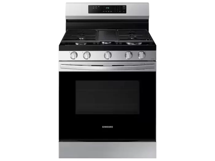 6.0 cu. ft. Smart Freestanding Gas Range with 18K BTU Dual Power Burner & Self Clean in Black Stainless Steel