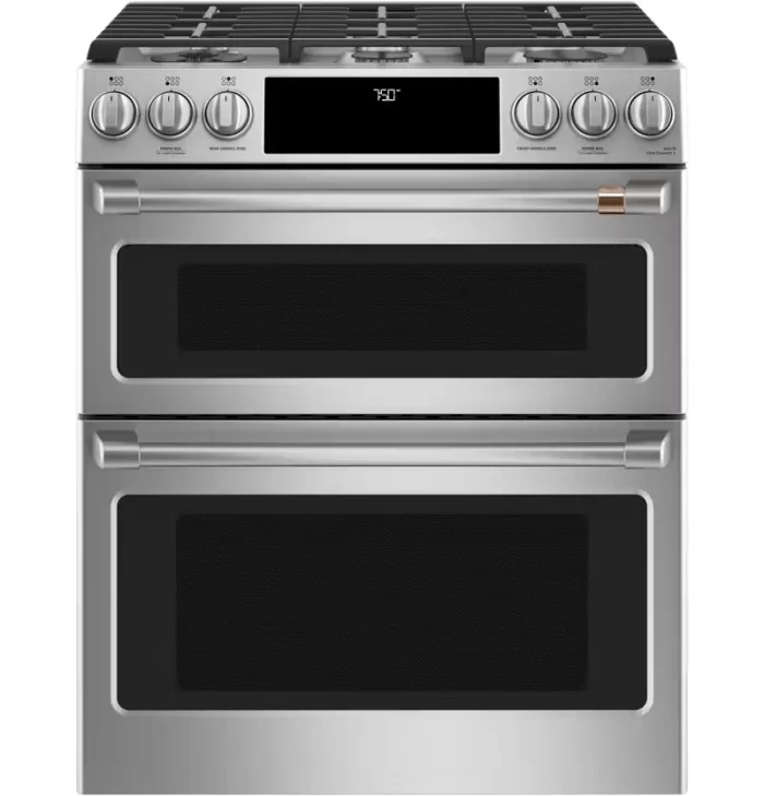 Café™ 30" Smart Slide-In, Front-Control, Gas Double-Oven Range with Convection