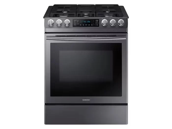 5.8 cu. ft. Slide-in Gas Range with Convection in Black Stainless Steel